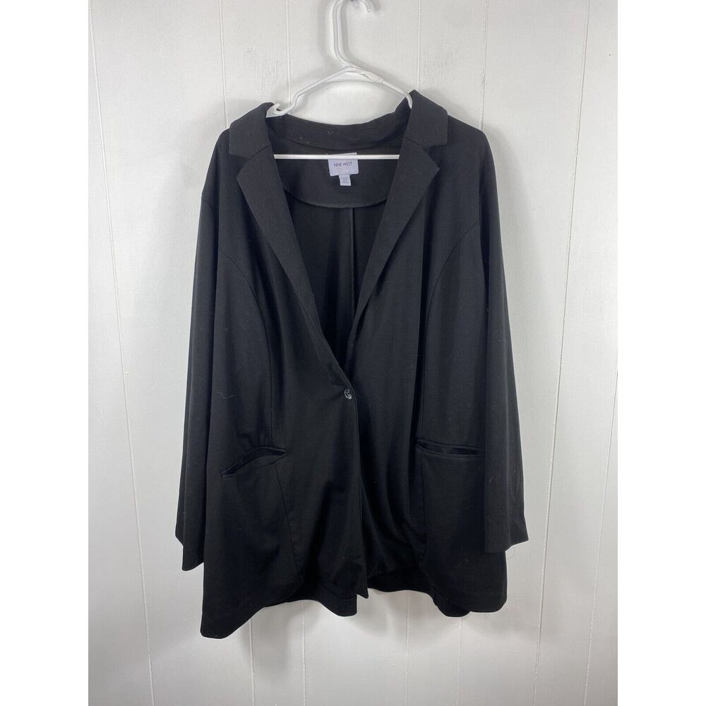 Nine West Notch-Collar Jacket Black Plus Size 3X Stretch Comfort Worlwear